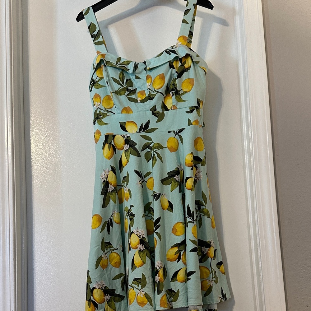 Women’s Lemon Print Sundress. Pinup girl style. Size 14
